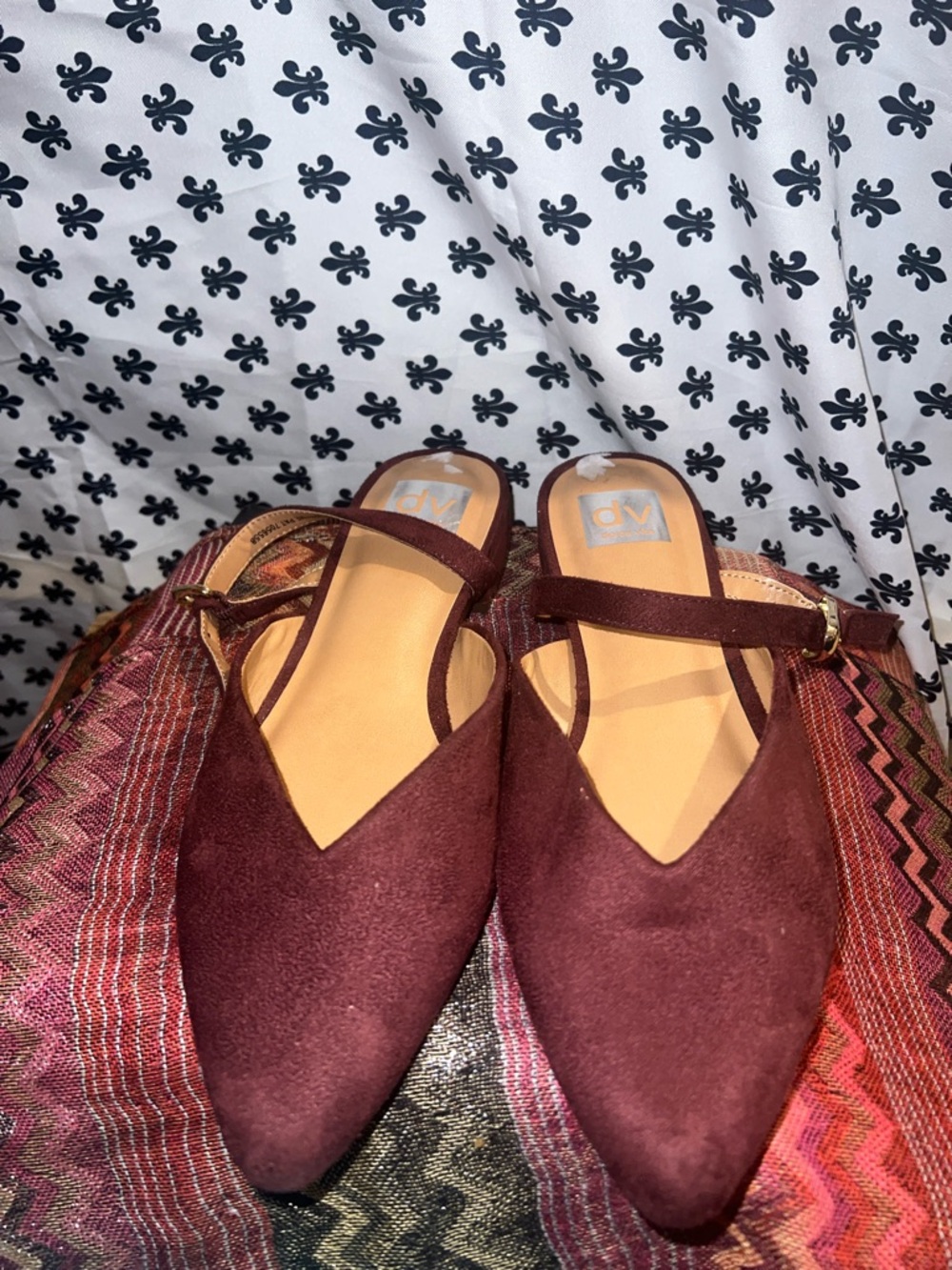 DV by Dolce Vita Women's Pointed Toe Burgundy Slingback Flats